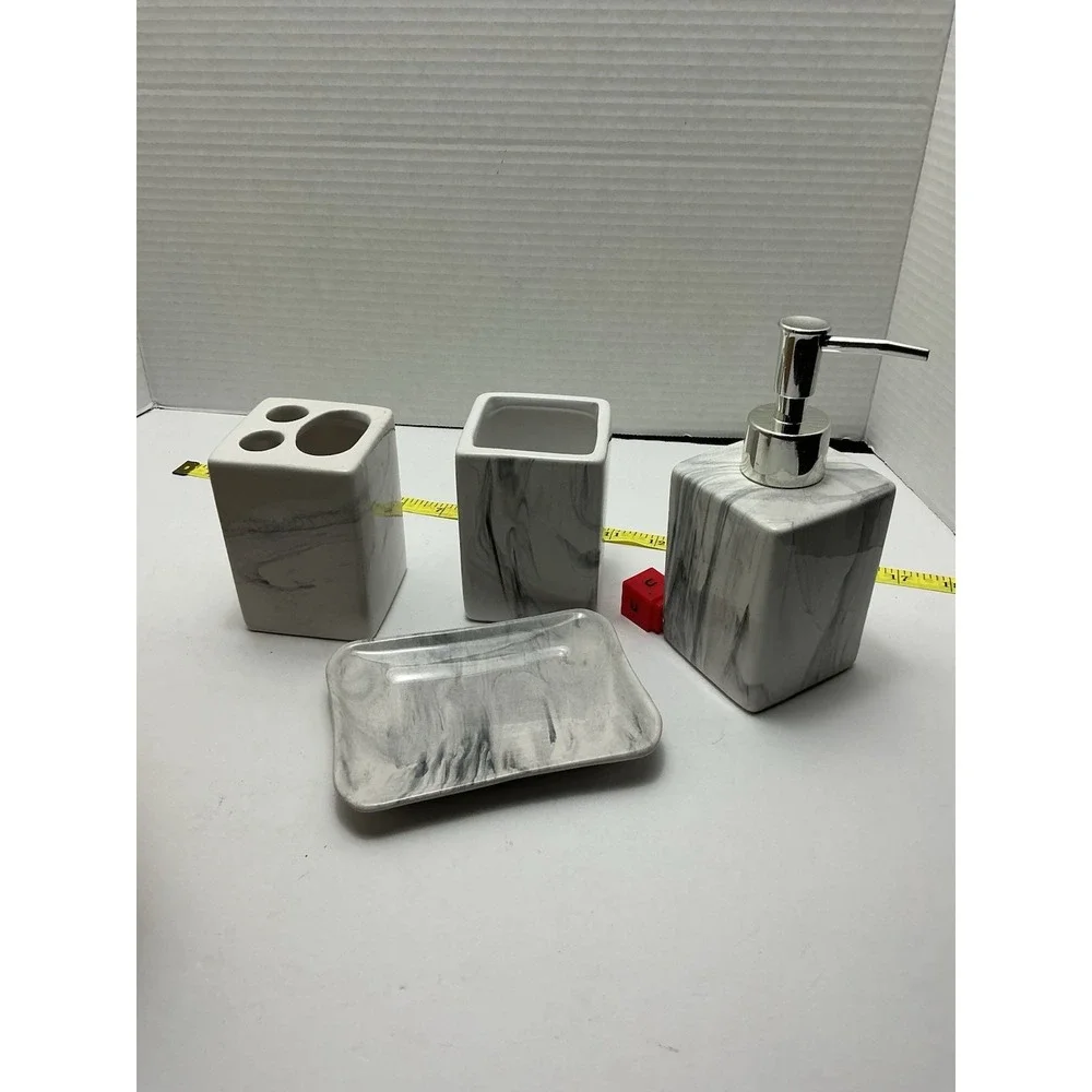 Vanity Set Marble Look Ceramic‎ Sink Top 4 Piece NIB